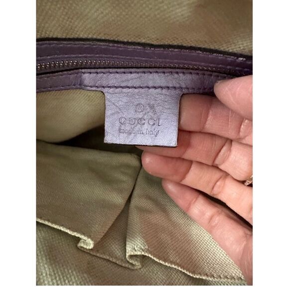 Gucci purple leather gg canvas crossbody with gold logo